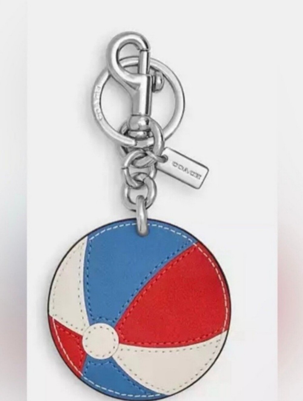 Coach Beach Ball Leather Key Chain - Red, Blue, White
